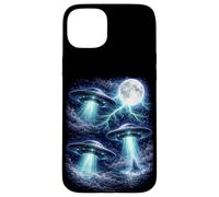 Dark UFOs Under the Moon - Vintage Fantasy Lightning Art Case for iPhone 15 Plus