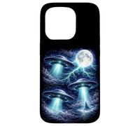 Dark UFOs Under the Moon - Vintage Fantasy Lightning Art Case for iPhone 15 Pro