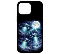 Dark UFOs Under the Moon - Vintage Fantasy Lightning Art Case for iPhone 16 Pro Max