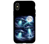 Dark UFOs Under the Moon - Vintage Fantasy Lightning Art Case for iPhone X/XS