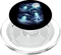 Dark UFOs Under the Moon - Vintage Fantasy Lightning Art PopSockets PopGrip for MagSafe