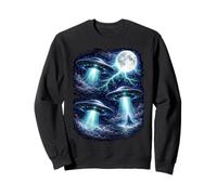 Dark UFOs Under the Moon - Vintage Fantasy Lightning Art Sweatshirt