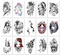 Dark Ukiyo-E Geisha Half-Sleeve Realistic Tattoo Water Transfer Tattoo Sticker 120 * 190MM A032