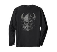 Dark Viking Norse Skull Helmet Norse Illustration Long Sleeve T-Shirt