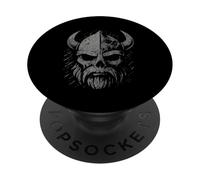 Dark Viking Norse Skull Helmet Norse Illustration PopSockets Adhesive PopGrip