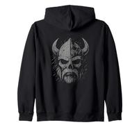 Dark Viking Norse Skull Helmet Norse Illustration Zip Hoodie
