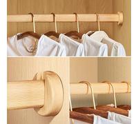 Dark Walnut Closet Rods for Clothes & Coats - 80kg Load Capacity, 35.5cm Wooden Rail Extender with Caps, Perfect for nizing Your Wardrobe