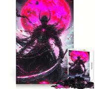 Dark Warrior Under Blood Moon 1000 Piece Jigsaw Puzzles for Teenagers Jigsaw Mental Skill Clear Color Enjoyable Challenge Home Decor (50x75cm)