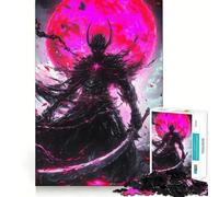 Dark Warrior Under Blood Moon 1000 Piece Jigsaw Puzzles for Teenagers Jigsaw Mental Skill Clear Color Enjoyable Challenge Home Decor (50x75cm)