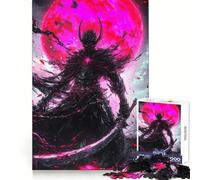Dark Warrior Under Blood Moon 1000 Pieces Jigsaw Puzzles for Adults Focus Train Fade Resist Home Enjoyable Santa Present (38x26cm)