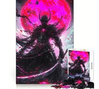 Dark Warrior Under Blood Moon Jigsaw Puzzles for Adults 1000 Pieces Leisure Game Nice Thick Fun Activity (38x52cm)