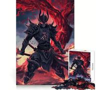 Dark Warrior with Flaming Swords 1000-piece Puzzle for Adults Cognitive Train Tight Connection Pattern Build Wall Art (38x26cm)