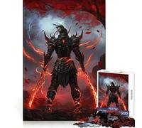 Dark Warrior with Flaming Swords Adults 1000 Piece Jigsaw Puzzle Brain Think Bright Detail Real Challenge Room Accent (38x52cm)