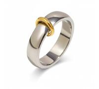 Dark Water Collections 18K Gold Accent Two-Tone Stainless Steel Interlocking Loop Band Ring Women's Jewelry Gift Nickel Free Hypoallergenic