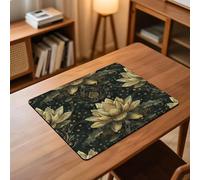 Dark Water Lily Pattern Desk Mat Washable Table Protector Waterproof Table Cover Protector Desk Placemats Heat Resistant Non-Slip Desks Cover for Desktop, Coffee Dining Tables 60x50cm