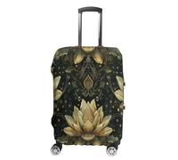 Dark Water Lily Pattern Travel Luggage Cover Stretchable Airplane Suitcase Protector Sleeve Universal Washable Fit for 19-32 Inch Checked Baggage,Water Resistant Durable Luggage Protector X-Large