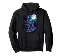 Dark Werewolf Under the Moon - Vintage Fantasy Lightning Art Pullover Hoodie