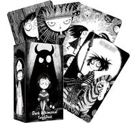 Dark Whimsical Tarot Cards for Beginners, Dark Whimsical Cartoon Style Tarot Deck with Quirky Characters and Expressive Visuals, Fortune Telling Cards