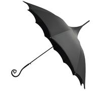 Dark Wing Auto Open Umbrella with Heart of Darkness Handle - Gothic Pagoda Top Design - 12 Rib Windproof Waterproof UV Protection - 41" Large Canopy, Black, 41 inches (diameter) x 39 inches (length)