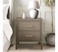 Dark Wood 2 Drawer Bedside Table - Delilah