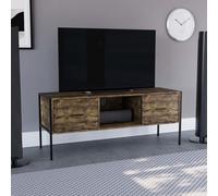 (Dark Wood) Brooklyn 2 Drawer Industrial Style TV Unit