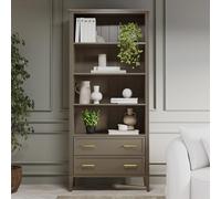Dark Wood Tall Office Bookcase with 2 Drawers - Delilah