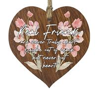Dark Wooden Heart Sign Plaque, Real Friends