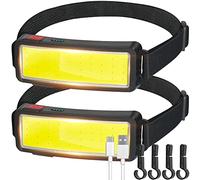DARKBEAM COB Floodlight Headlamp LED Rechargeable USB, Lightweight Head Light, Super Bright Waterproof Head Torch, Camping for Adults, Fishing, Maintenance and Construction, Pack of 2