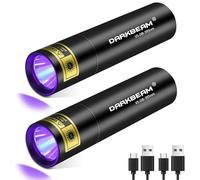 DARKBEAM Flashlight UV Black Light 395 NM, Mini but Powerful USB- C LED Rechargeable Woods Lamp, Ultraviolet Flashlights for Pet Urine, Stains Detection, Resin Curing, Fluorescent Agent, 2 Pack