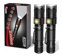 DARKBEAM LED Flashlights Rechargeable USB 2000 High Lumens, Small and Bright Pocket Flashlight, Zoomable Water Resistant Handheld Flash Light for Camping, Outdoor, Emergency with Battery, 2 Pack