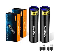 DARKBEAM UV Flashlight 365nm Woods Lamp USB Rechargeable Portable Blacklight LED Ultraviolet Light Mini, Detector for Pet Urine, Stains, Uranium Glass, Money, Amber 370nm, 2 Pack