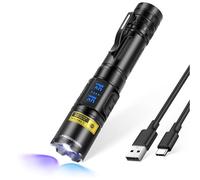DARKBEAM UV Torch 365nm & 395nm Dual Black Light, Blacklight USB Rechargeable LED Ultraviolet Lights Flashlight, Powerful Focusable Woods Lamp Pet Urine Detector, for Uranium Glass, Resin Curing