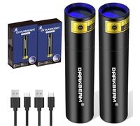 DARKBEAM UV Torch 365nm Black Light Woods Lamp, USB Rechargeable,2-Pack