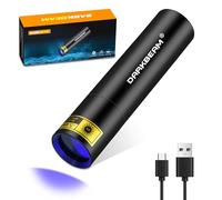 DARKBEAM UV Torch 365nm Mini Black Light - Rechargeable USB Strong Ultraviolet Flashlights LED, Portable Woods lamp, Detector for Pet Urine/Stains, Flurescent, Blood Tracking,Uranium Glass,Amber 370nm