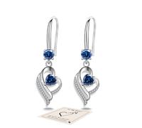 DarkBlue Sterling Silver Drop Earrings for Women With Cubic Zirconia, Hypoallergenic Sapphire Birthstone Jewellery Gift for Birthday, Christmas, Anniversary