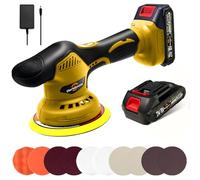 Darkboom Cordless Buffer Polisher 6 inch with 2Pcs 20V 2.0Ah Rechargeable Batteries -Compatible with Dewalt,and 1 Adapter Charger, 6 variable speed 5500RPM cordless sander, for Car Detailing/Polishing