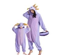 DarkCom Animal Onesie for Kids,Flannel Cosplay Purple Axolotl Halloween Costume Parent-Child Sleepwear for Girls Boys 6-7 Years