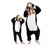 DarkCom Animal Onesie Unisex Adult Pajamas, Flannel One Piece Cosplay Penguin Halloween Costume for Women Men Medium