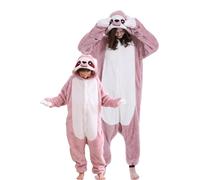 DarkCom Animal Onesie Unisex Adult Pajamas,One Piece Cosplay Pink Sloth Halloween Costume for Women Men Small