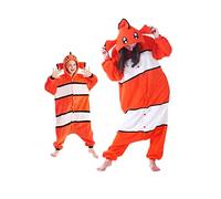 DarkCom Clownfish Onesie Unisex Adult Pajamas, Flannel One Piece Cosplay Halloween Costume for Women Men Large