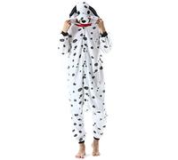DarkCom Unisex Adult Hooded Pajamas Halloween Homewear Christmas Dalmatian Onesie One Piece Loungewear Nightwear L
