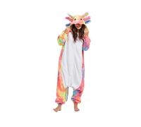 DarkCom Unisex Adult Hooded Pajamas Halloween Homewear Christmas Dyeing Red Axolotl Onesie One Piece Loungewear Nightwear XL