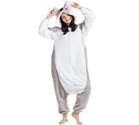 DarkCom Unisex Adult Hooded Pajamas Halloween Homewear Christmas Gray Koala Onesie One Piece Loungewear Nightwear L