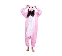 DarkCom Unisex Adult Hooded Pajamas Halloween Homewear Christmas Hippo Onesie One Piece Loungewear Nightwear L