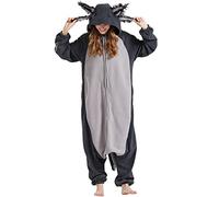 DarkCom Unisex Adult Hooded Pajamas Halloween Homewear Christmas Melanoid Axolotl Onesie One Piece Loungewear Nightwear M