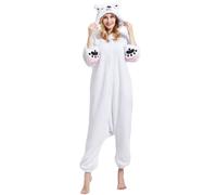 DarkCom Unisex Adult Hooded Pajamas Halloween Homewear Christmas Polar Bear Onesie One Piece Loungewear Nightwear L