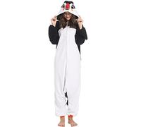 DarkCom Unisex Adult Hooded Pajamas Halloween Homewear Christmas Puffin Onesie One Piece Loungewear Nightwear S