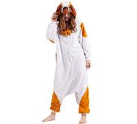 DarkCom Unisex Adult Hooded Pajamas Halloween Homewear Christmas Saint Bernard Onesie One Piece Loungewear Nightwear S