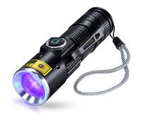 DARKDAWN Torch UV 395nm Light Flashlight USB Rechargeable, Ultraviolet LED Blacklight Mini Wood’s Lamp, Portable Blacklight Detector for Pet Cat Urine, Dried Stains/Uranium Glass/Resin Curing