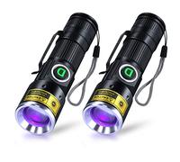 DARKDAWN UV 395nm Lights Flashlights USB Rechargeable Ultraviolet LED Blacklight Mini Wood’s Lamp Portable Blacklight for cat Urine Detection Dry Stains, Uranium Glass, Leak Detection, 395 nm 2 Pack